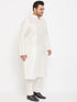 Vastramay Men's Plus Size Cream Silk Blend Kurta Pyjama Set